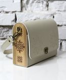 Structured leather bag with two interchangeable straps and hand embroidery RUTA