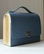 Structured Leather Bag with Wheat Ears in Epoxy Resin Elegant Sky