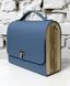 Structured Leather Bag with Wheat Ears in Epoxy Resin Elegant Sky