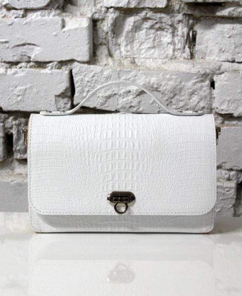 Handmade Structured Leather Bag with Wooden Side Panels White Sweet Pea