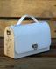 Handmade Structured Leather Bag with Wooden Side Panels White Sweet Pea