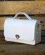 Handmade Structured Leather Bag with Wooden Side Panels White Sweet Pea