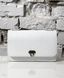 Handmade Structured Leather Bag with Wooden Side Panels White Sweet Pea