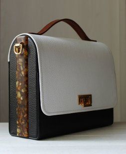 Каркасная кожаная сумка ручной работы из кожи флотар TriColor Floater Elegant